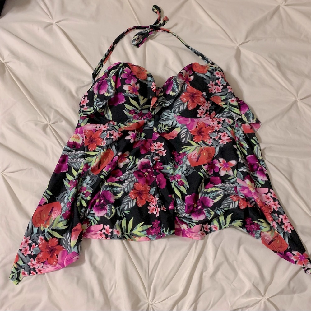 Floral Tankini Top with Open Back